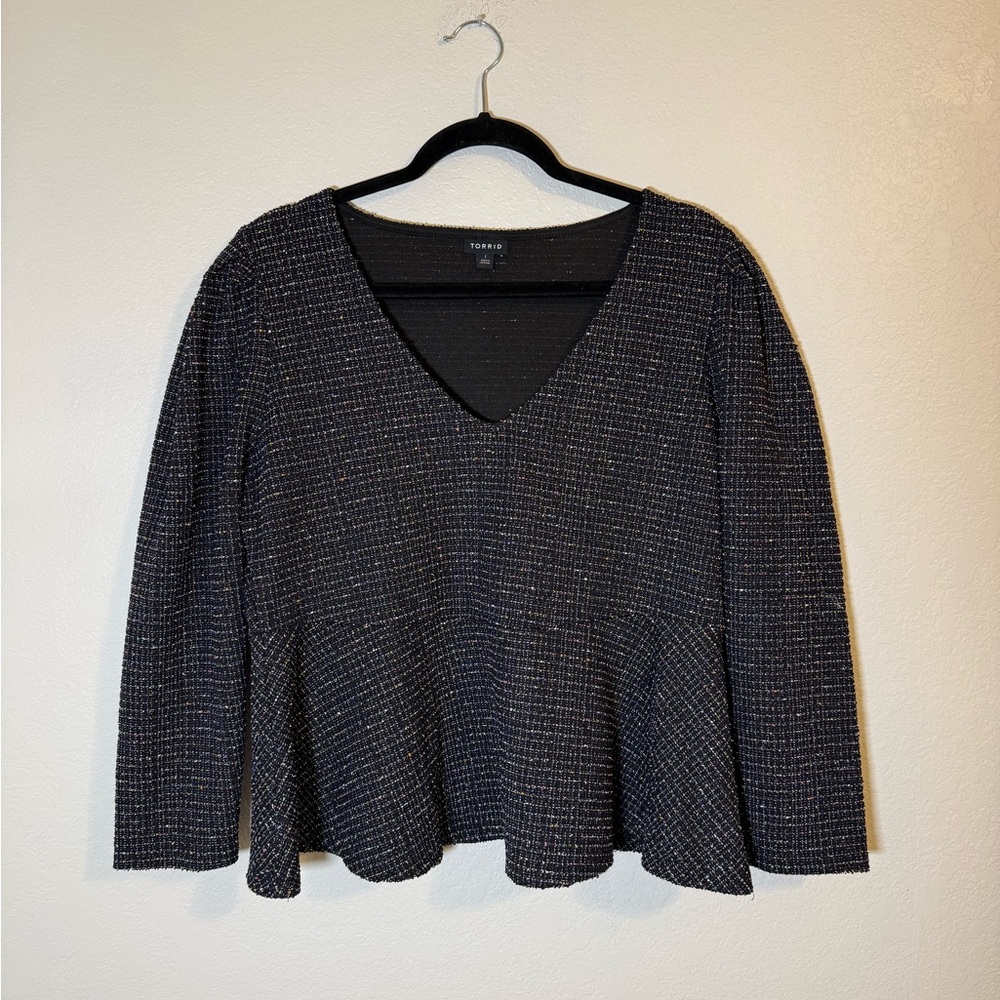 Torrid Black Tweed Swing Knit Top Size 1 Plus